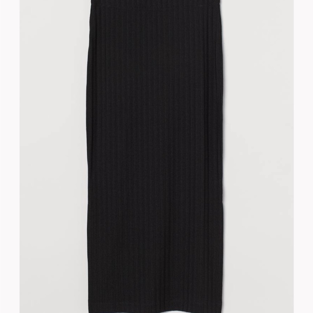 H&M ribbed black pencil skirt with side slit